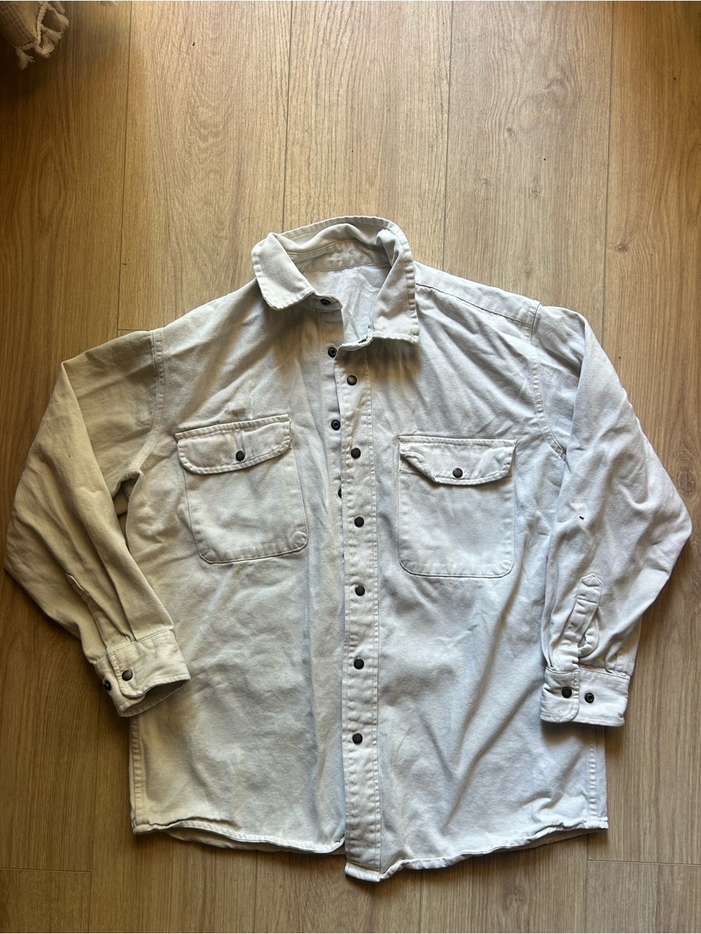 Brandy Melville Cream Button-Front Oversized Shirt